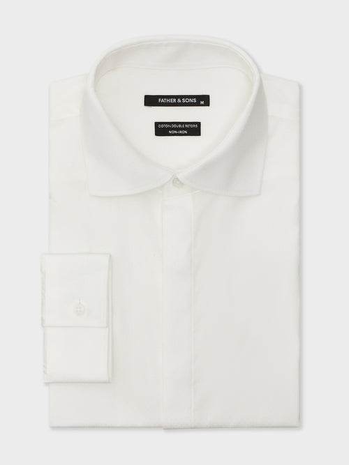 Chemise non-iron Regular en coton mélangé façonné écru à motif - Father & Sons - 1
