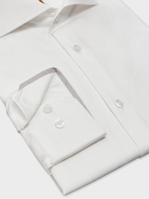 Chemise Slim en satin de coton écru - Father & Sons - 3
