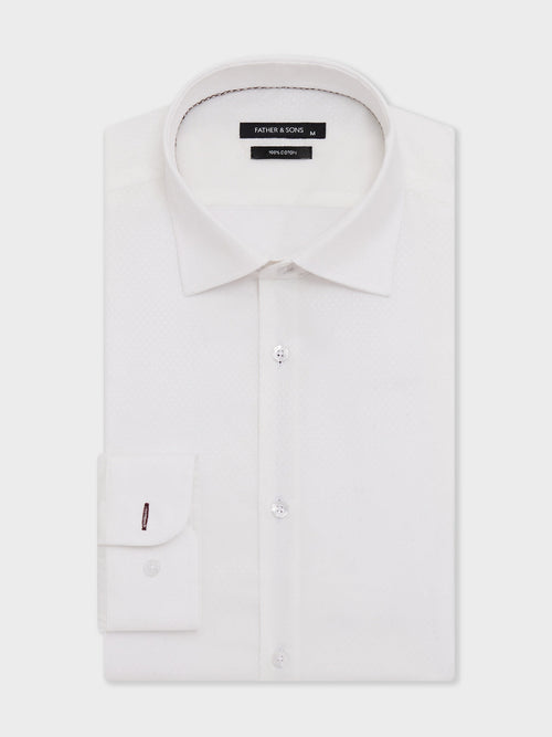 Chemise Regular en coton façonné écru - Father & Sons - 1