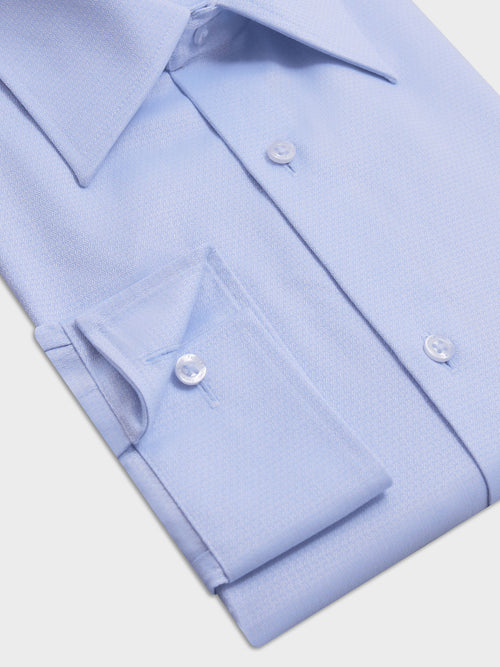Chemise Regular en coton mélangé façonné bleu azur - Father & Sons - 3