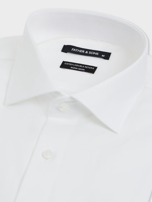 Chemise non-iron Regular en coton façonné blanc - Father & Sons - 2