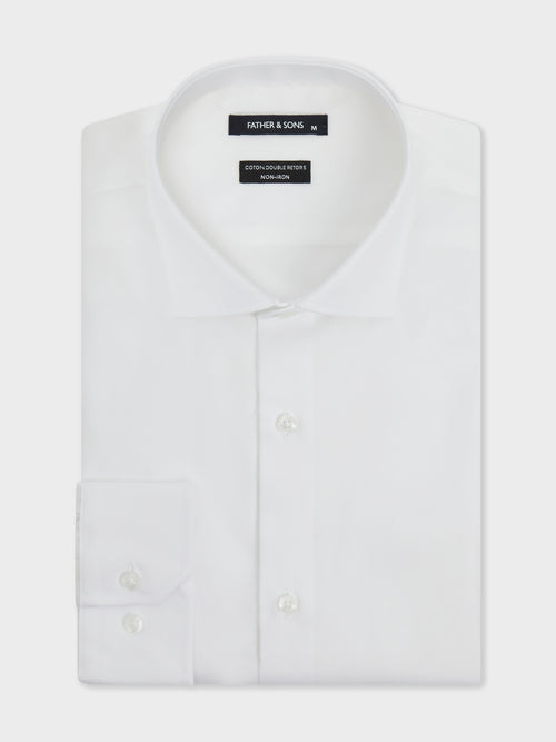 Chemise non-iron Regular en coton façonné blanc - Father & Sons - 1