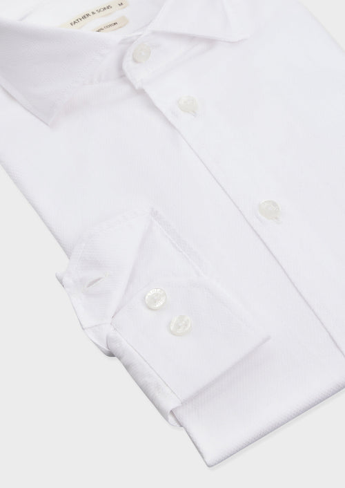 Chemise Regular en coton façonné blanc - Father & Sons - 3