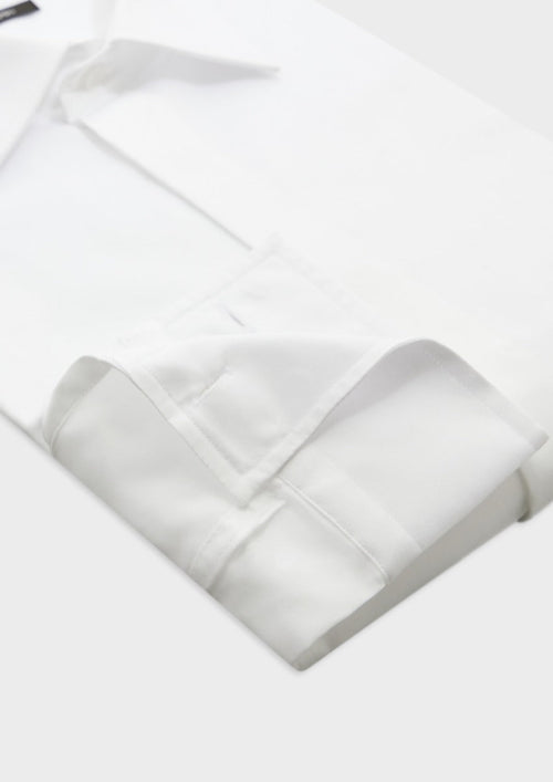 Chemise habillée Regular en satin de coton uni blanc - Father & Sons - 3