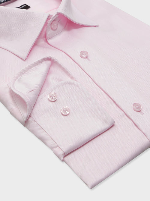 Chemise non-iron Slim en coton chevron rose - Father & Sons - 3