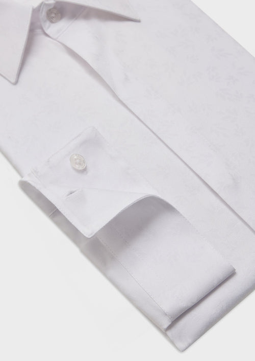 Chemise habillée Slim en popeline de coton blanc à motif fleuri - Father & Sons - 3