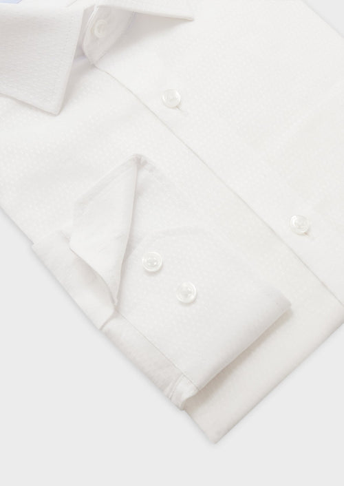 Chemise habillée Slim en coton façonné uni blanc - Father & Sons - 3