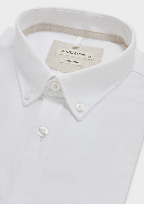 Chemise sport Slim en coton oxford uni blanc - Father & Sons - 2