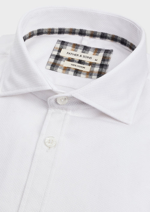 Chemise Slim en coton façonné blanc - Father & Sons - 2
