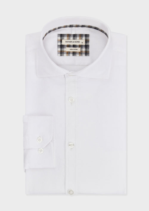 Chemise Slim en coton façonné blanc - Father & Sons - 1