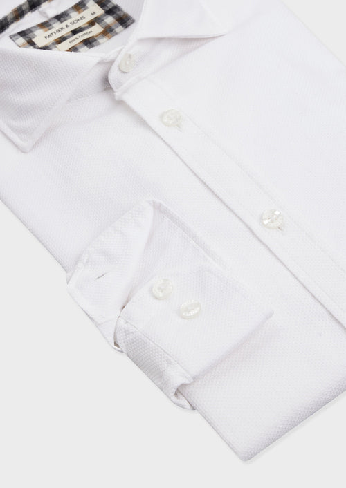 Chemise Slim en coton façonné blanc - Father & Sons - 3