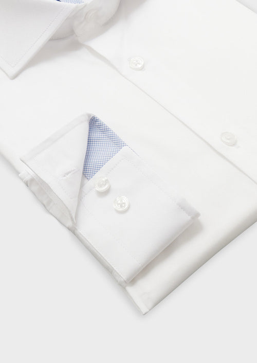 Chemise habillée Slim en satin de coton uni blanc - Father & Sons - 3