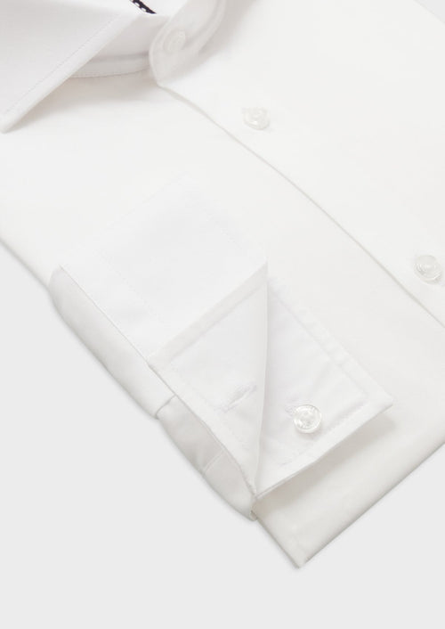 Chemise habillée Slim en satin de coton uni blanc - Father & Sons - 3