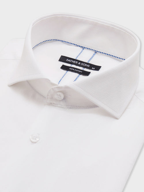 Chemise Slim en coton façonné blanc - Father & Sons - 2