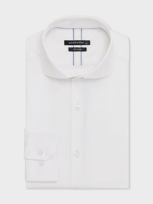 Chemise Slim en coton façonné blanc - Father & Sons - 1