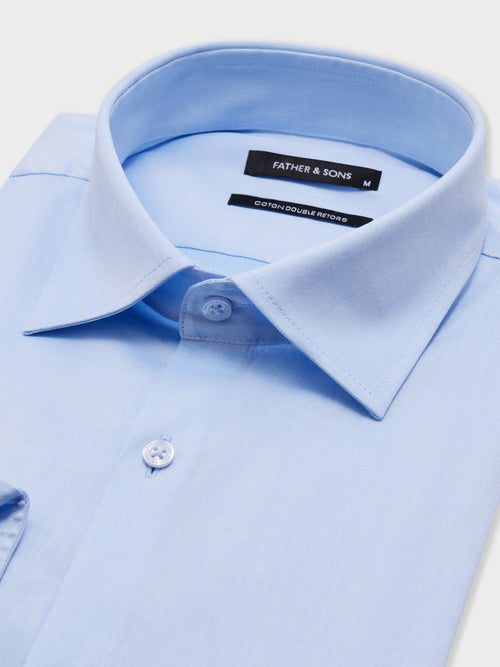 Chemise Slim en coton mélangé façonné bleu ciel - Father & Sons - 2