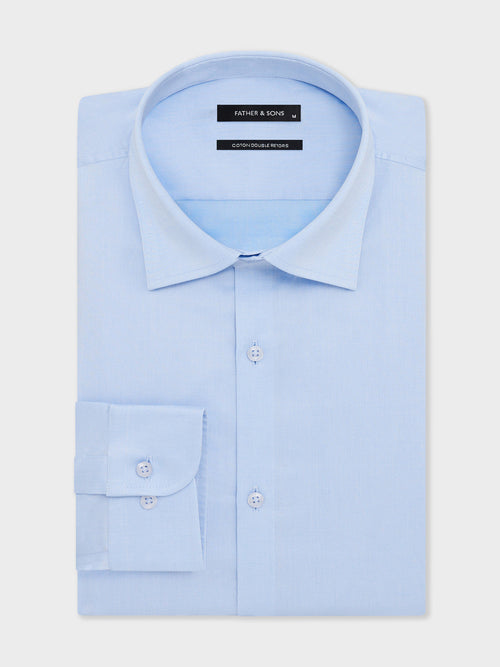 Chemise Slim en coton mélangé façonné bleu ciel - Father & Sons - 1