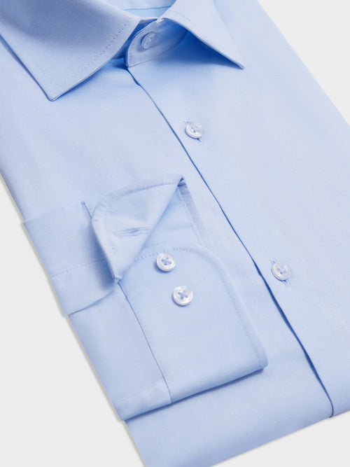 Chemise Slim en coton mélangé façonné bleu ciel - Father & Sons - 3