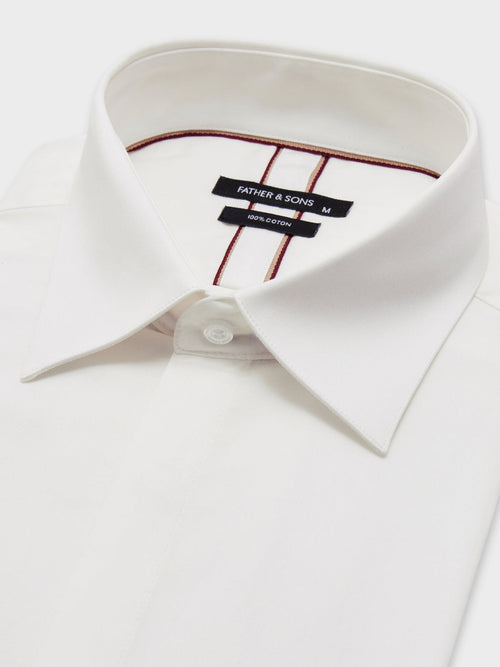 Chemise Slim en satin de coton écru - Father & Sons - 2