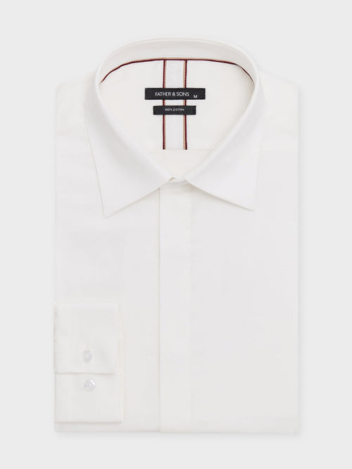 Chemise Slim en satin de coton écru - Father & Sons - 1
