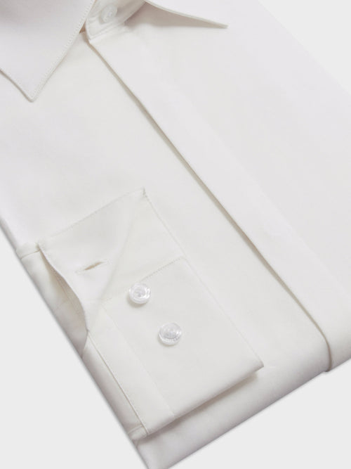 Chemise Slim en satin de coton écru - Father & Sons - 3