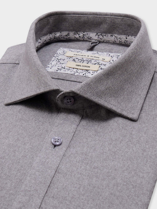 Chemise Slim en twill de coton gris - Father & Sons - 2