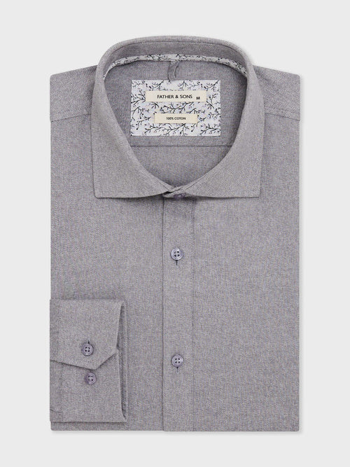 Chemise Slim en twill de coton gris - Father & Sons - 1