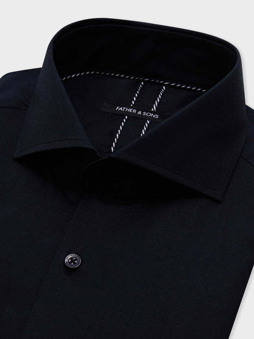 Chemise Slim en satin de coton stretch noir - Father & Sons - 2