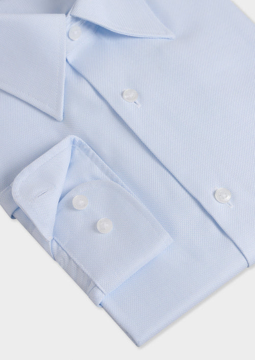 Chemise non-iron regular en coton Jacquard bleu pâle - Father & Sons - 3