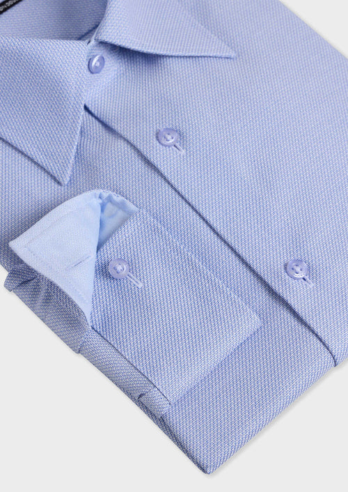 Chemise non-iron regular en coton Jacquard bleu - Father & Sons - 3
