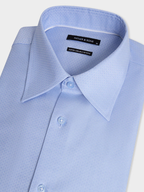Chemise non-iron regular en coton chevron bleu - Father & Sons - 2