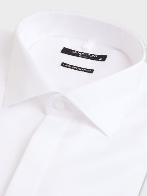 Chemise non-iron slim en coton façonné blanc - Father & Sons - 2