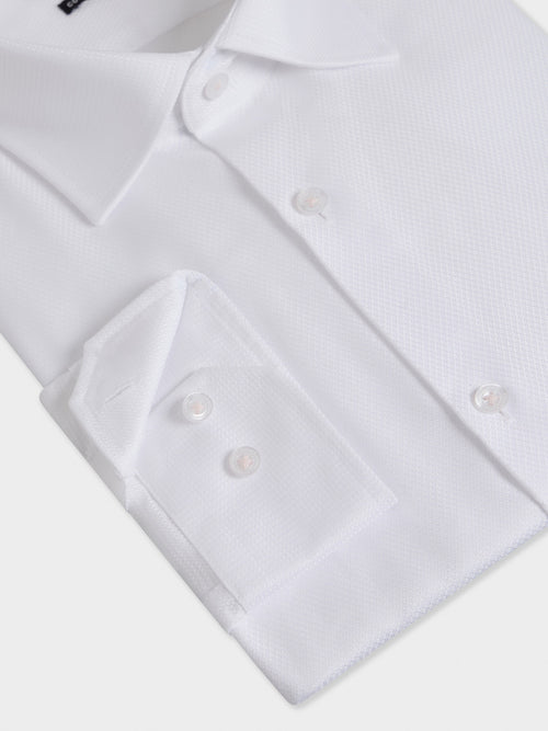 Chemise non-iron slim en coton façonné blanc - Father & Sons - 3
