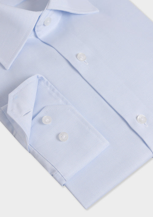 Chemise non-iron slim en coton Jacquard bleu pâle - Father & Sons - 3