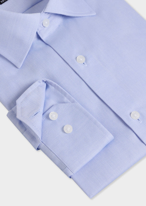 Chemise non-iron slim en coton Jacquard bleu ciel - Father & Sons - 3