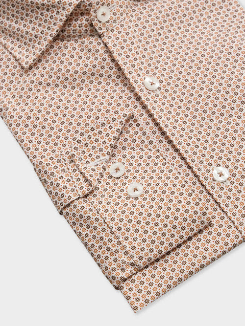 Chemise slim en popeline de coton à motif marron - Father & Sons - 3