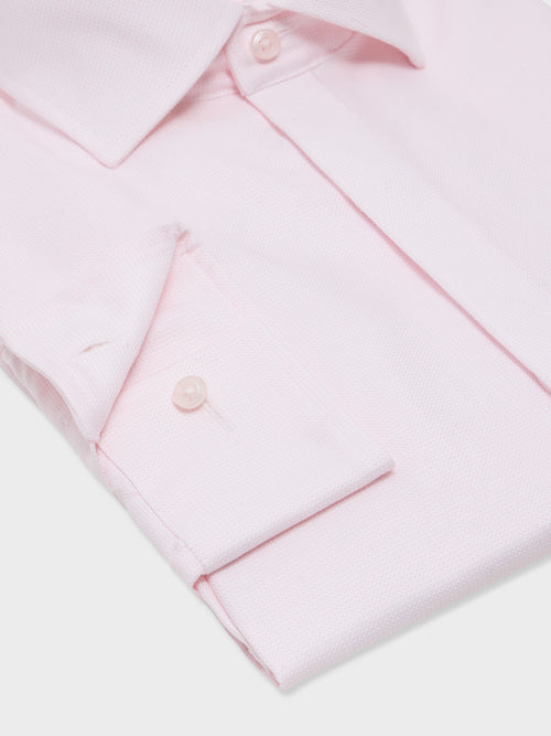 Chemise non-iron slim en coton Jacquard rose pâle - Father & Sons - 3