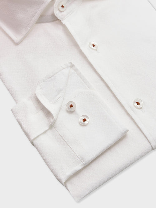 Chemise slim en coton façonné blanc - Father & Sons - 3