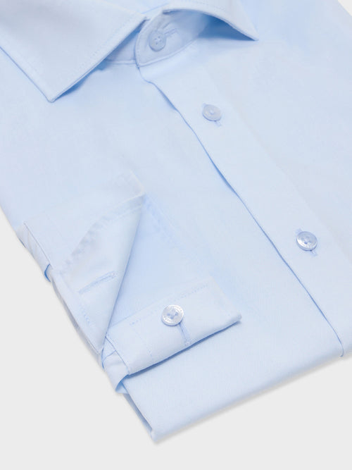 Chemise non-iron et anti-tâche slim en coton oxford bleu pâle - Father & Sons - 3
