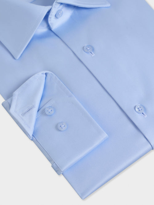 Chemise non-iron slim en twill de coton bleu ciel - Father & Sons - 3