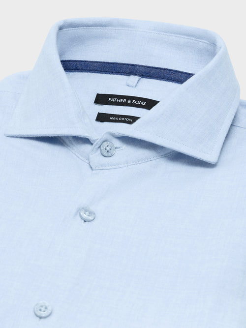 Chemise slim en coton chevron bleu ciel - Father & Sons - 5
