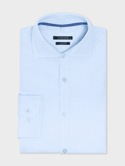Chemise slim en coton chevron bleu ciel - Father & Sons - 4
