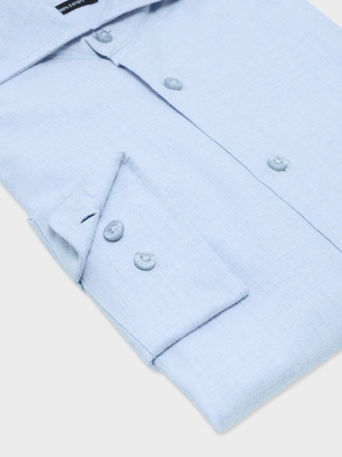 Chemise slim en coton chevron bleu ciel - Father & Sons - 6