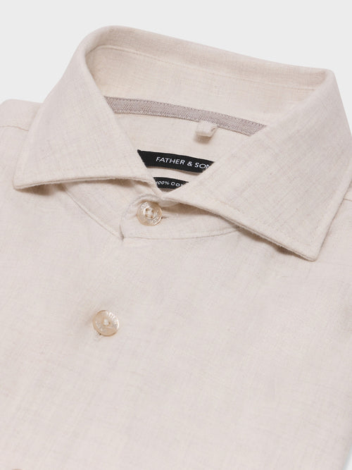 Chemise slim en coton chevron beige - Father & Sons - 4