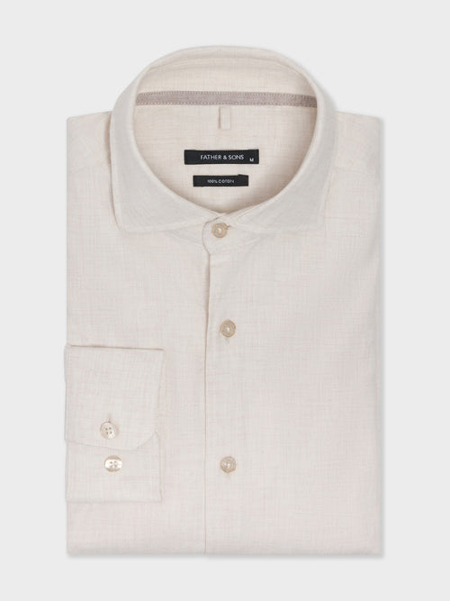 Chemise slim en coton chevron beige - Father & Sons - 3