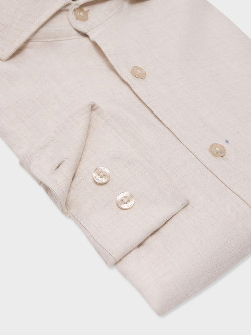 Chemise slim en coton chevron beige - Father & Sons - 5