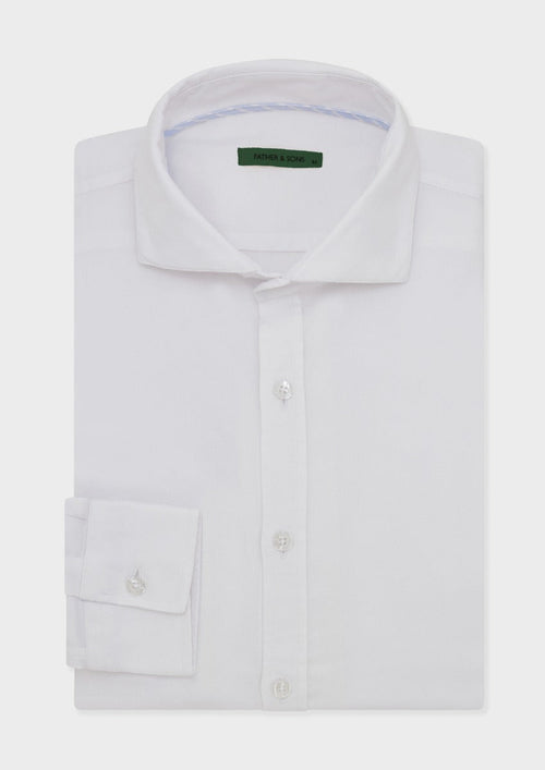 Chemise sport Slim en coton bio façonné uni blanc - Father & Sons - 1