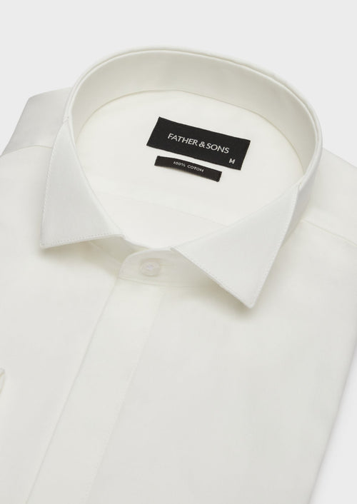 Chemise habillée Slim en popeline de coton écru à col cassé - Father & Sons - 4