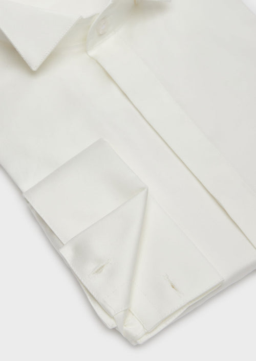 Chemise habillée Slim en popeline de coton écru à col cassé - Father & Sons - 3