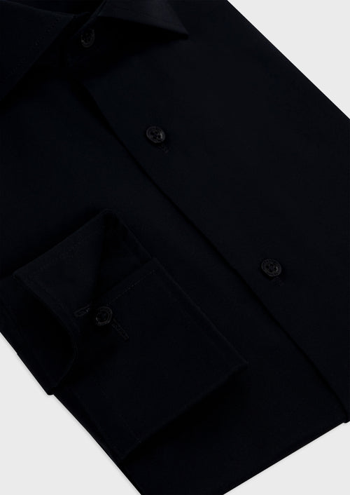 Chemise habillée non-iron Slim en popeline de coton uni noir - Father & Sons - 3